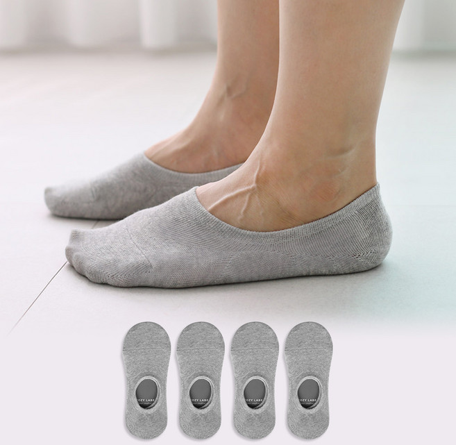 코지라벨 여성용 더 오래신는 면사 2올 무지 페이크삭스 4켤레