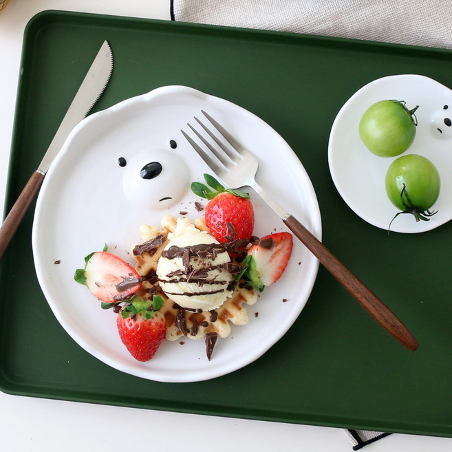 북극곰 브런치 디저트 접시, 화이트, 1개