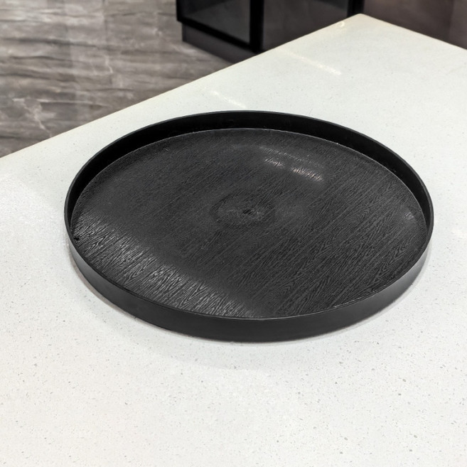 아메리칸로드 대형 원형 미끄럼방지 주방 트레이 HR2691, 블랙, 1개