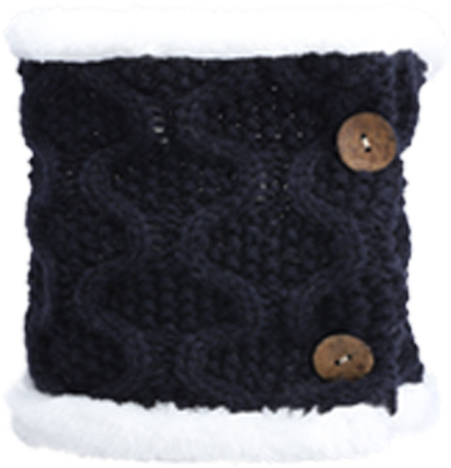 카르닉 버튼 꽈배기 니트 퍼 넥워머 KN, 네이비