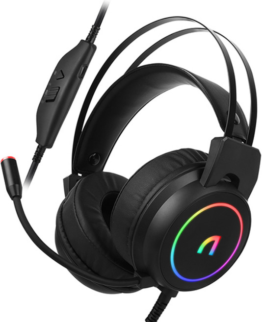 앱코 가상 7.1 RGB 노이즈 캔슬링 마이크 게이밍 헤드셋, 블랙, N500