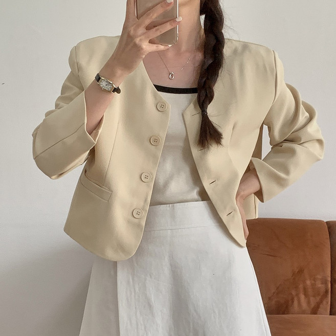 타니즈 여성용 테인 파스텔 세미크롭 자켓