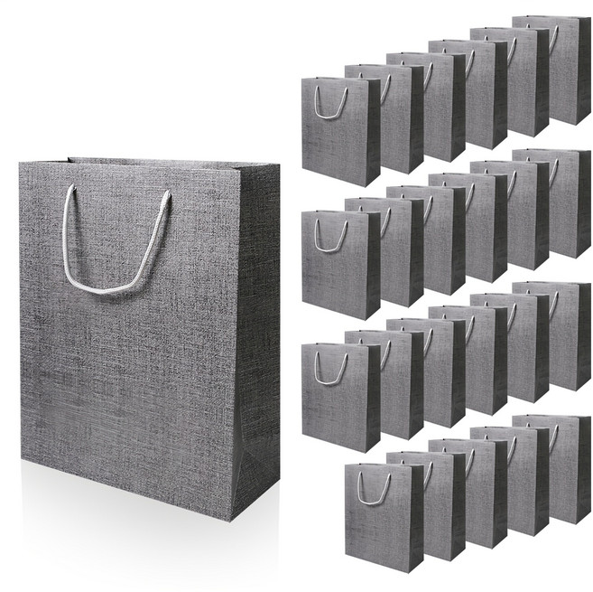Lead home 堅固塗層棉質素色購物袋, 灰色, 24個