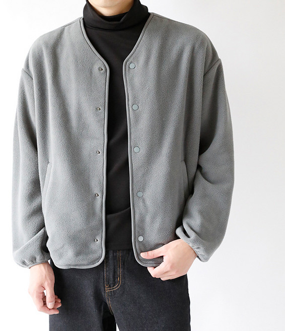 해리슨 남성용 오버핏 후리스 Y넥 가디건 TBC1032