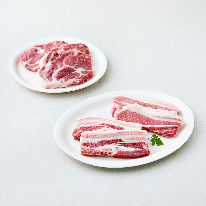 선진포크한돈 더 두툼한 반반팩 삼겹살 500g + 더 두툼한 목심 500g 세트 (냉장), 1세트, 1kg