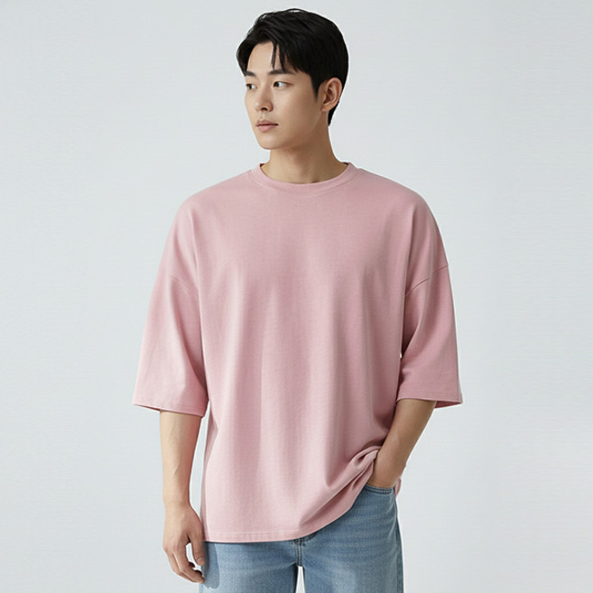 레이먼 남녀공용 코튼 오버핏 7부 티셔츠