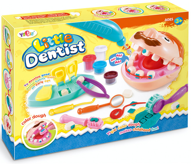 YIQIS 하늘썬별 리틀 치과의사 잡스쿨 도우 점토놀이, 혼합 색상, 1kg, 1개