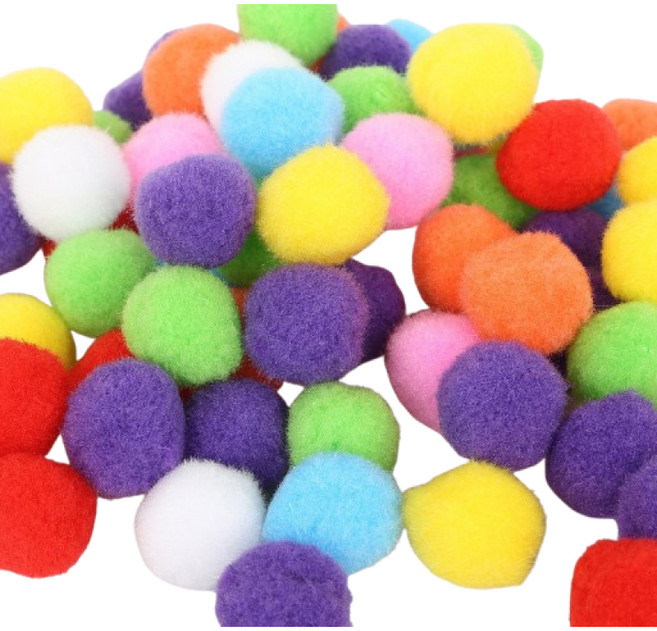 마르퀴스 만들기 컬러 믹스 고탄력 폼폼이 30mm, 랜덤발송, 100개