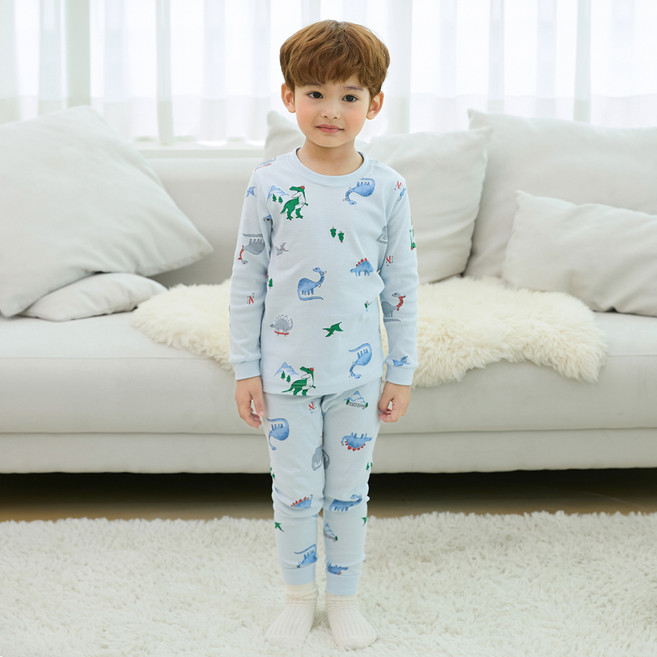 올로미미 남아용 하이킹디노 9부 후라이스 보온 실내복 상하의 세트