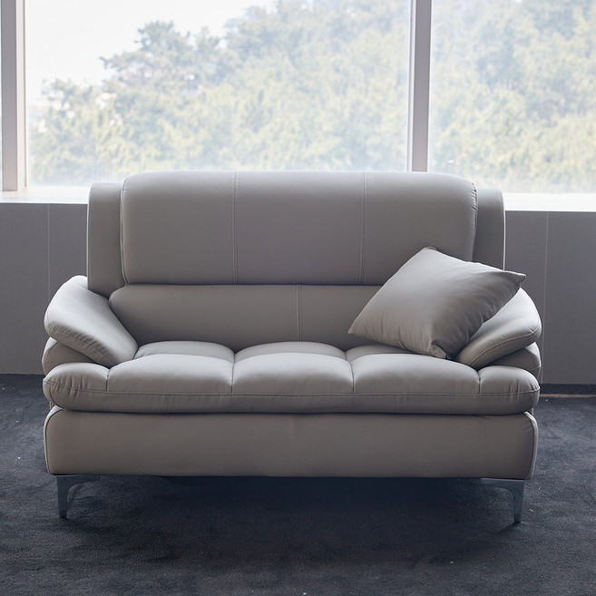 레브 라일리 2인용 가죽 소파 + 쿠션 세트 방문설치, 머드그레이