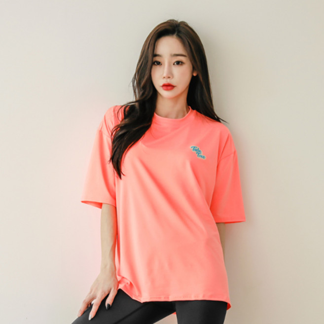 튜브트리 여성용 반팔 루즈핏 래쉬가드 상의 B7204