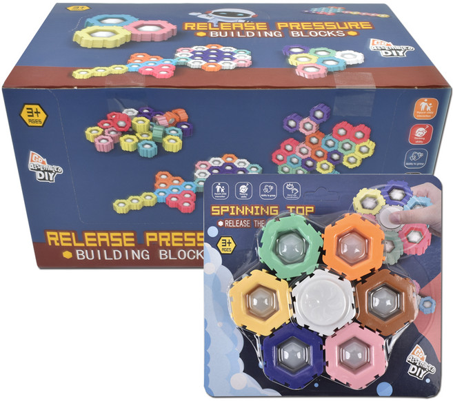 OZ TOY Poppin夜光按壓泡泡拼圖指尖陀螺 感官發展玩具 12入, 隨機出貨