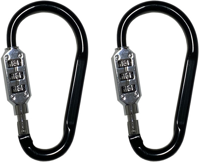 트래블큐브 컬러 잠금 카라비너 3 다이얼 자물쇠 소형 블랙, 2개