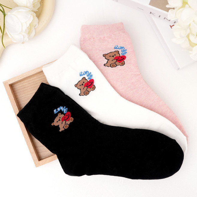 박군 여성용 애니멀 양말 3켤레 세트