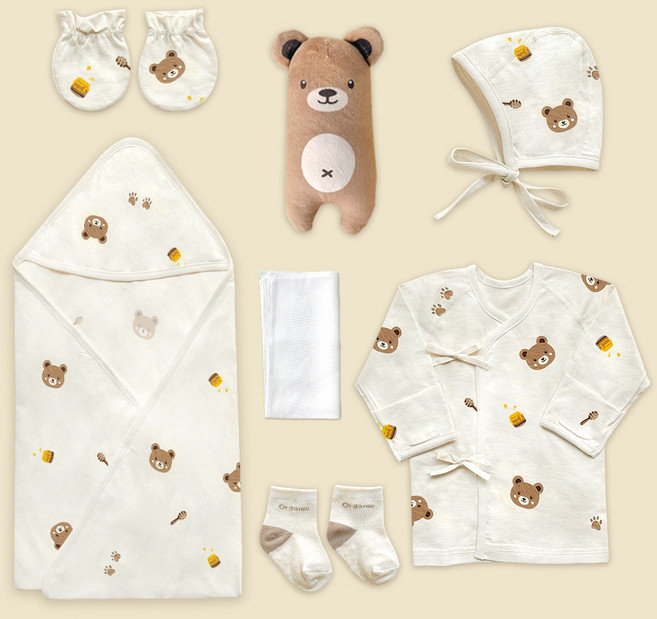 ikii 오가닉 신생아 7종 배냇저고리 출산 세트 긴소매