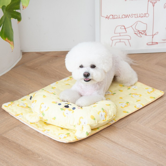 리토가토 반려동물 논슬립 인견 쿨매트, 리토 옐로우, 1개