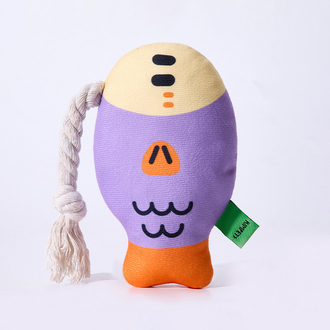 랜보어 강아지 삑삑터그 물고기 장난감, 퍼플, 1개