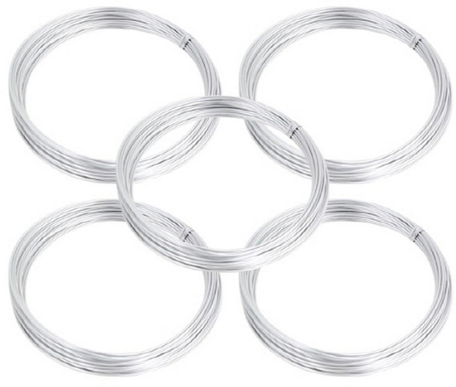 O-ON 鋁製工藝鐵絲 1.0mm 5件組, 5個, 銀色