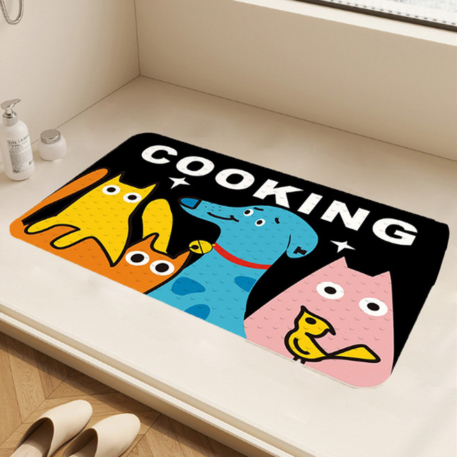 데이소이 낙서 캐릭터 흡착 욕실 욕조 매트 70 x 40 cm, 05 쿠킹, 1개