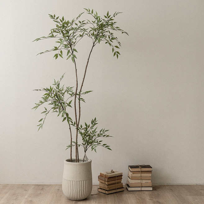 플라우스302 조화 남천 나무 인조 화분 180cm, 1개, 그린
