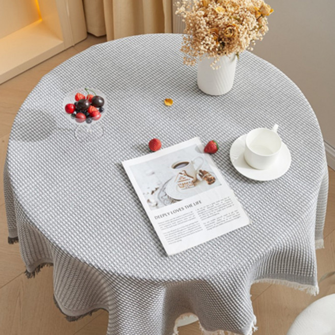 GUNU 감성 홈카페 패브릭 테이블보, 그레이, 1개, 90 x 90 cm