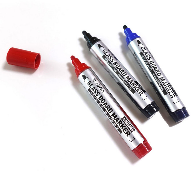 럭시글라스보드 마카 3종 세트, 검정, 파랑, 빨강, 3개