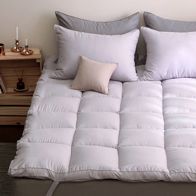 tacca tacca 超細纖維 雲感 綁帶式薄款床墊, 紫灰色