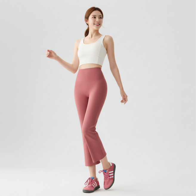 구디프 여성용 요가 필라테스 하이웨이스트 8부 마이크로 플레어 부츠컷 팬츠