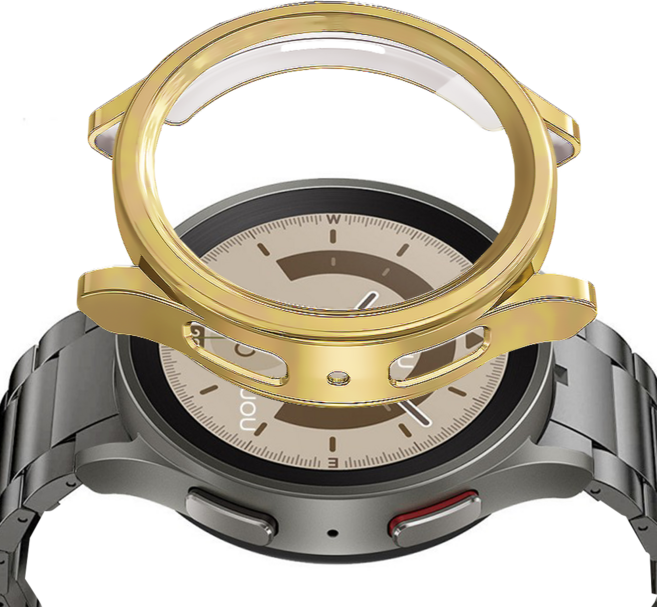 리아몬트 갤럭시워치 풀커버 보호 케이스, 골드, 1개