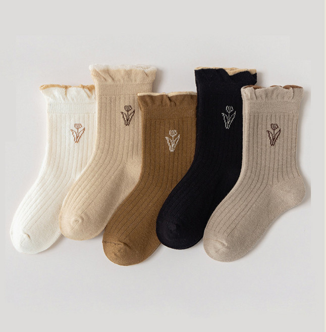 아이뿜 여아용 꽃송이 프릴 골지 양말 5종 세트 F96