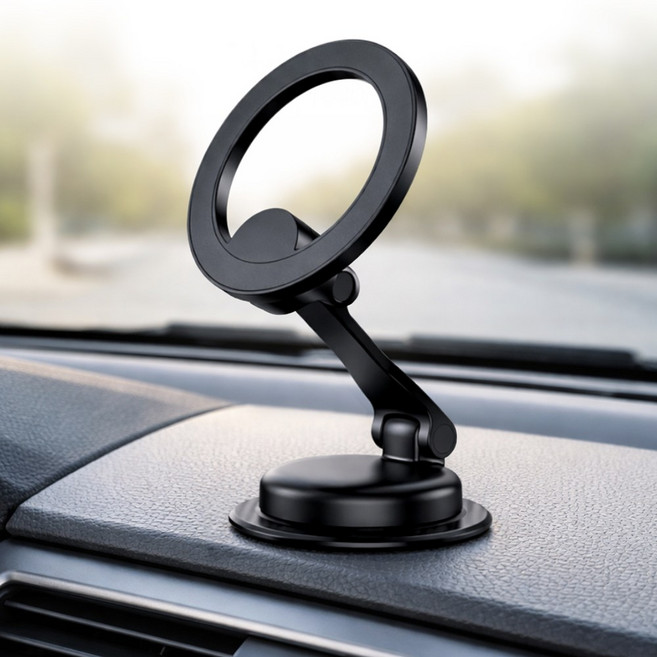 비상 N52자석 360회전 다용도 맥세이프 차량 대시보드 휴대폰 거치대, 1개, 블랙
