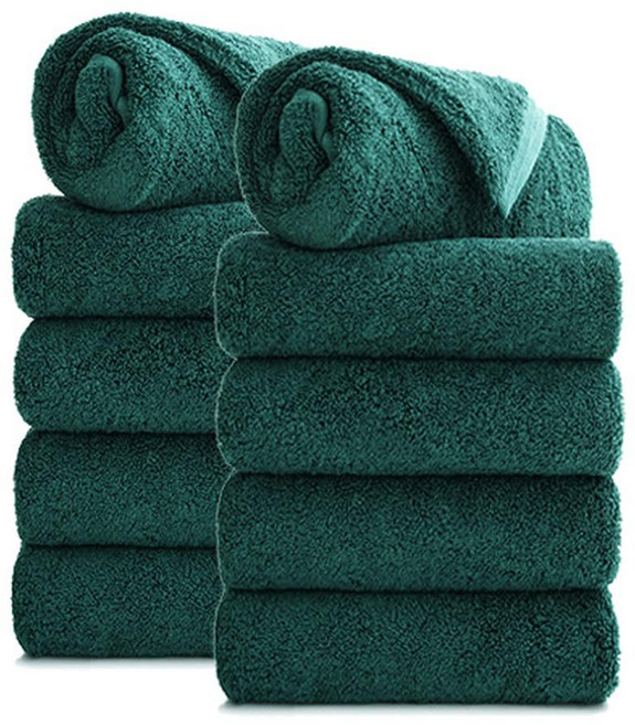 TOWEL TOKTOK 韓國製飯店毛巾 200g 40支 精梳棉, 深綠色, 10條