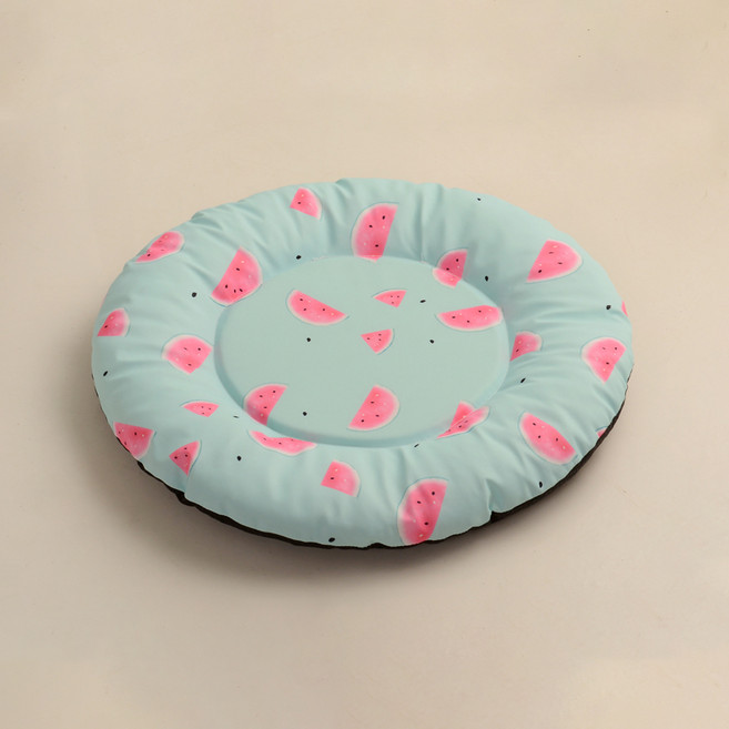 파스텔펫 반려동물 패턴 방수 원형 쿨매트, 그린, 1개