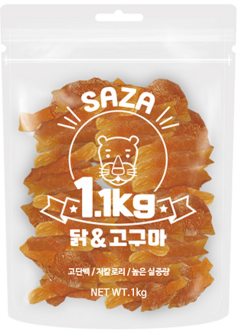 사자 강아지 대용량 실속형 건조간식, 혼합맛(닭/고구마), 1.1kg, 1개