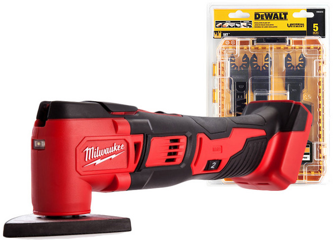 밀워키 18V 멀티 커터 베어툴 M18 BMT-0 + 디월트 멀티커터 만능컷터날 세트 DWA4216, 1세트