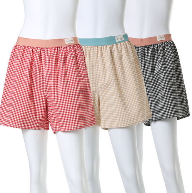 캐리루시 여성용 체크 트렁크 사각팬티 4mm 3p
