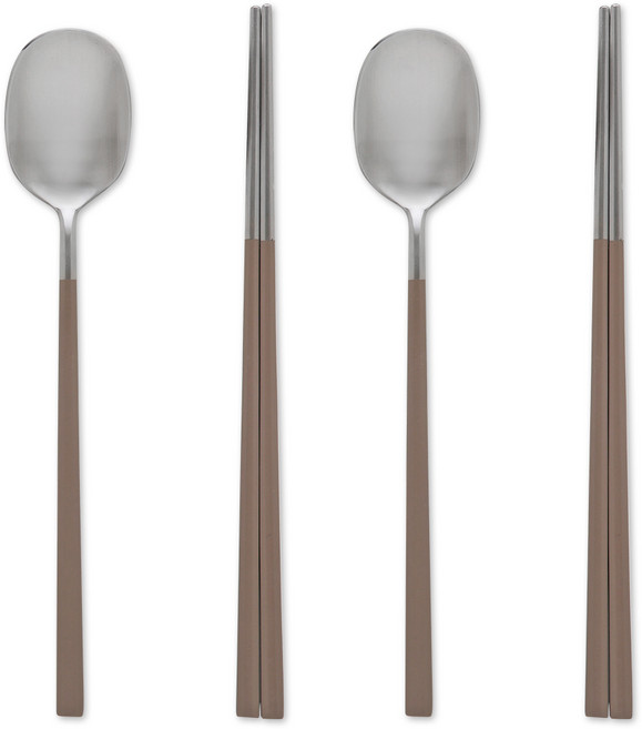 코스틱 제이테이블 국내산 프리미엄 스텐316 더 달콤 수저 2벌 세트, 브라운, 1세트, 숟가락 2p + 젓가락 2p