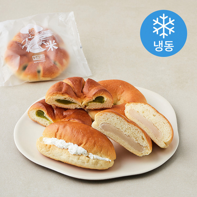 떡편 쌀로만든 통팥 앙금빵 2개입 x 200g + 쌀로만든 완두앙금빵 100g + 쌀로만든 흰앙금빵 100g + 쌀로만든 크림빵 70g 세트 (냉동), 1세트