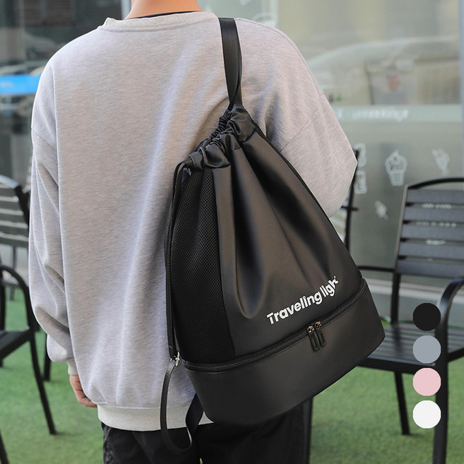 엘쏘 스포츠 방수 신발 수납 피트니스 백팩, 블랙, 1개