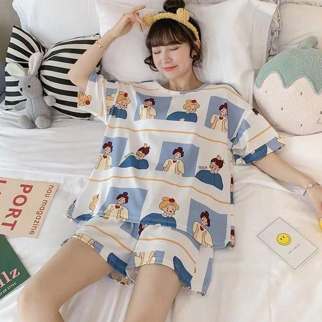 Elsso 情侶款日常短袖短褲睡衣套裝