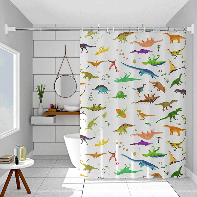 코다치프 심플 peva 욕실 샤워 커튼, 공룡, 1개