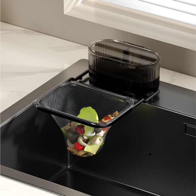 쇼핑153 씽크대 음식물 거름망 홀더 + 거름망 50p 세트, 02 블랙, 1세트