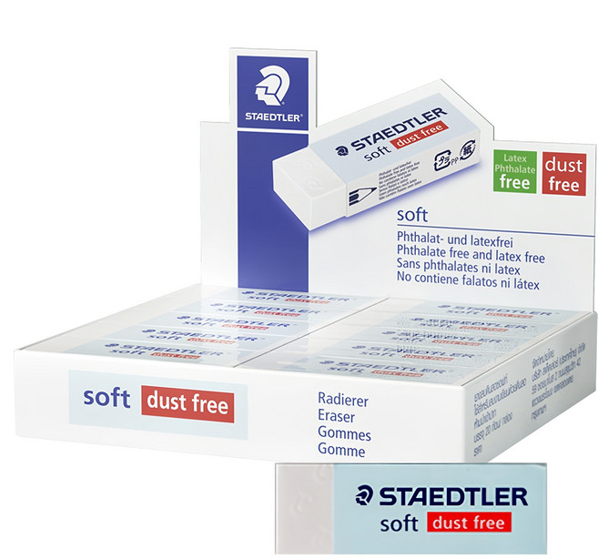 STAEDTLER 施德樓 soft dust free 軟橡皮擦, 白色, 20個