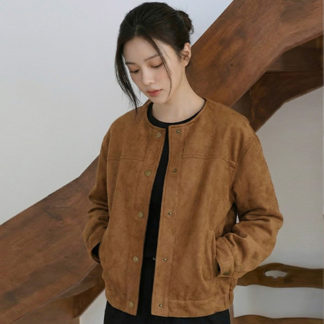 피핀 여성용 노카라 절개 스웨이드 점퍼 66761