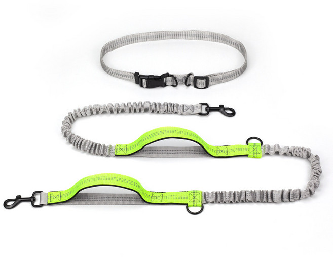 강아지 무라펫 핸즈프리 산책 더블밴드 충격완화 리드줄, 레몬, 1개