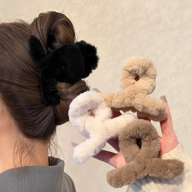 위더스욕실용품 소프트 퍼 미니 반묶음 헤어 집게핀 4종 세트