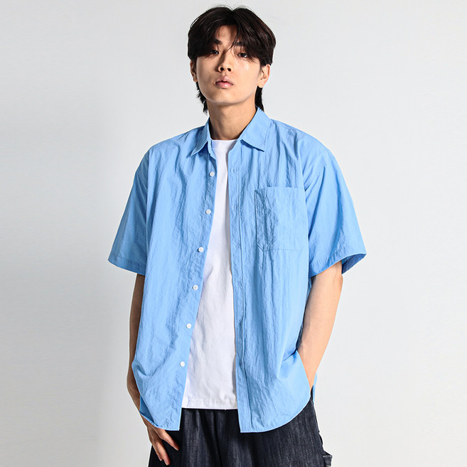 크램프 남성용 빅사이즈 클럽 쿨링 나일론 반팔 셔츠