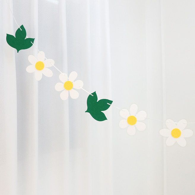 파티짱 데이지 잎사귀 펠트 가랜드, 혼합색상