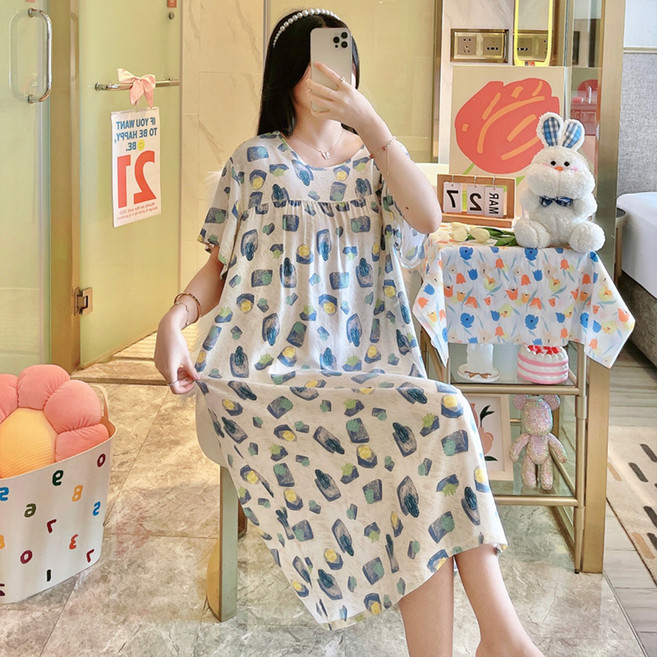 데이소이 귀여운 반팔 임부 홈웨어 원피스