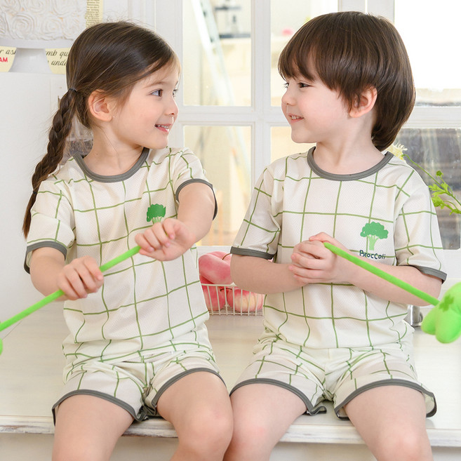 bonumam 兒童五分袖透氣網眼居家服上下套裝